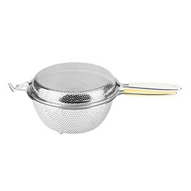 Pearl Metal CooFooGoo AZ-5530 Stainless Steel Punching Handy Strainer, 6.3 inches (16 cm), Dandelion/White Handle, Set of 2