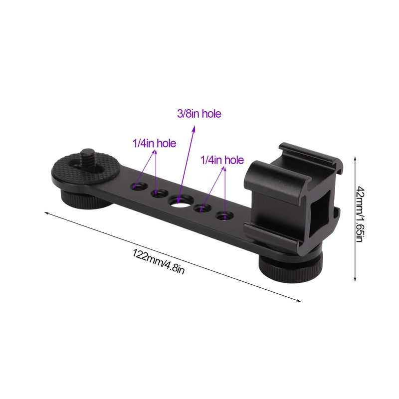 Triple Cold Shoe Extension Bracket Aluminium Alloy Microphone Stand Mount