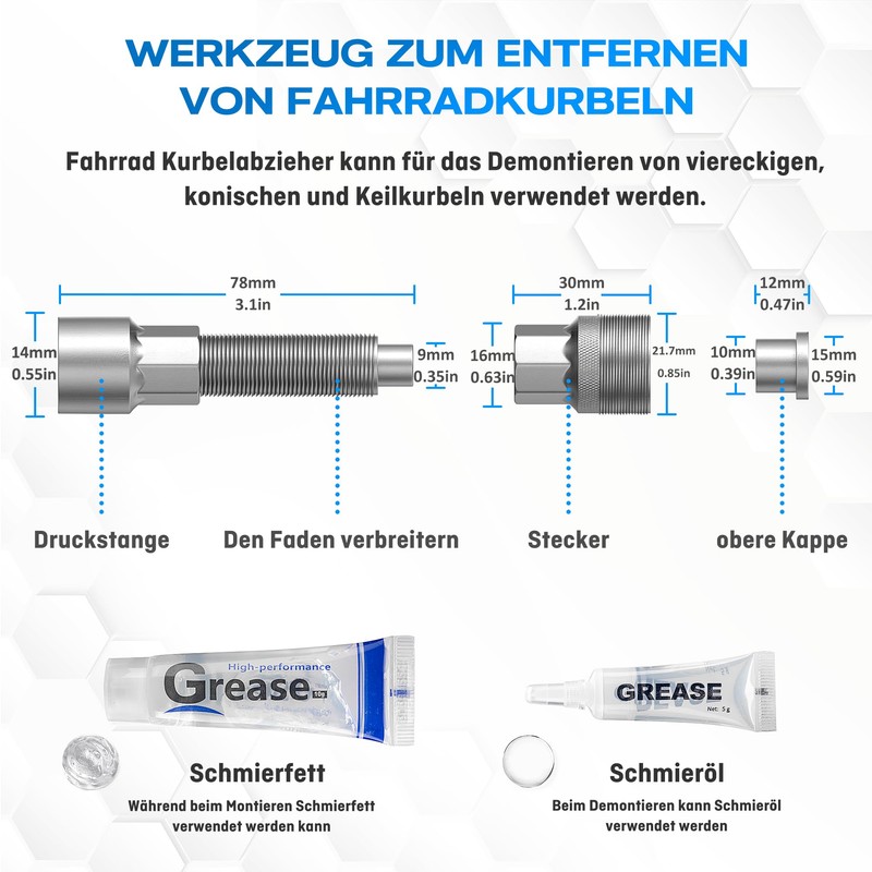 WATSABRO Crank Puller Bicycle 14 mm Key Universal Bottom Bracket