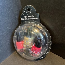 Markwins Pink, Red, Gold Sparkle Nail Polish 3pc Set - NEW