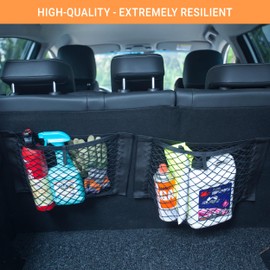 Vicera Cargo Storage Mesh Net - Net Pocket for Cars, RVs, and Campers - Universal Fit and Durable Elastic Netting for Trunks • 16x10 inches Set of 2