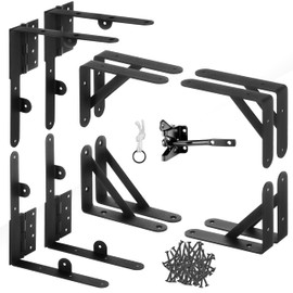 Heavy Duty Anti Sag Gate Kit - 90 Degree Bracket with Hinges for Wooden Fences - No Sag Corner Brace for Doors & Driveway (2 Sets)