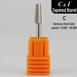 C & I Tapered Barrel Nail Drill Bit for Electric Nail Drill Machine of Nail Art (Grit Fine, Gold)