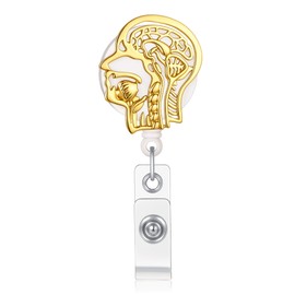 MEDFOLY ENT Skull Badge Reel Holder, Medical Otolaryngology Badge Holder Reels Retractable, Hollow Head Shape Badge Clip Scalable for Doctor Nurse