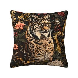 Numaxy William Morris Leopard Throw Pillow Velvet Pillowcase Home Set Comfortable Square Bed Sofa Decoration Living Room Office Cushion Cover 18"x18"Inches