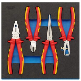 Draper 63216 VDE Approved Fully Insulated 4 Piece Plier Set in 1/2 Drawer Eva Insert Tray