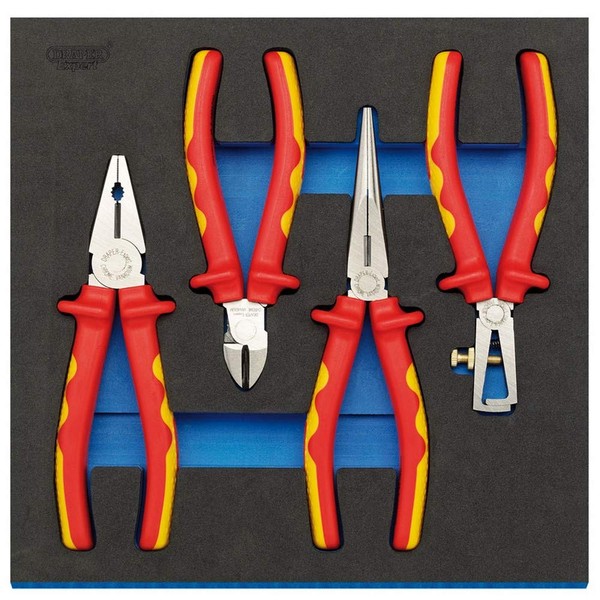 Draper 63216 VDE Approved Fully Insulated 4 Piece Plier Set