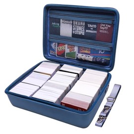 LTGEM game card travel case,compatibility Taco Cat Goat Cheese Pizza/SKYJO/UNO/playing card Against Humanity and other game cards,This card box can hold 3000+game cards (Navy Blue)
