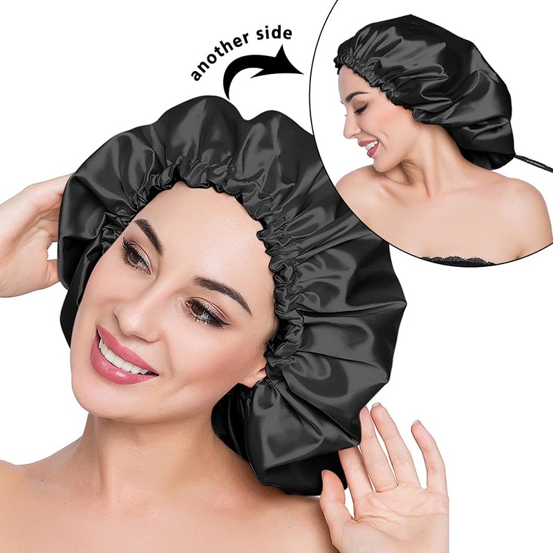 ELIHAIR Gorro de dormir sedoso de satén para cabello rizado,