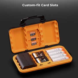 K&F Concept Camera Battery SD Card Holder for 4 SD Cards, 2 Camera Batteries, 6 TF Cards, 2 CF Cards or 2 XQDs, Water-Resistant Anti-Shock Case for Camera, Action Camera Batteries, NP-FZ100 Batteries