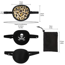 4pcs Eye Patch, Adjustable Sleep Masks, Medical Amblyopia Lazy Eye Masks for Left or Right Eyes for Adults Kids, Black