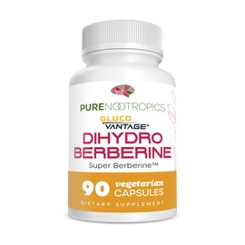 Pure Nootropics - Dihydroberberine Supplement (GlucoVantage) 100 mg, 90 Capsules | Super Berberine