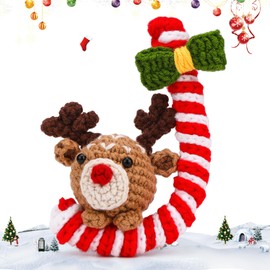 Pnytty Christmas Candy Cane Crochet Kit for Beginners, Crochet Starters Kit Adult, Complete Candy Cane Craft Knitting Kit with Crochet Hooks Yarns Step-by-Step Video Tutorials for DIY Gift Deco