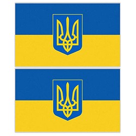 2 Pack Ukraine Flag Car Magnet Sign Support Ukrainian Coat of Arms Auto Bumper Magnet Stickers Fade Proof Waterproof Outdoor Indoor