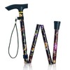 Amazing Health Pretty Flower Height Adjustable Folding Walking Sticks (Black)