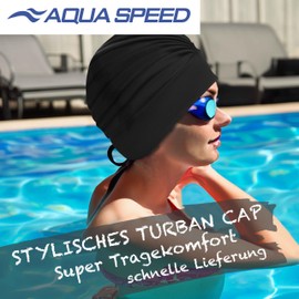 Aqua Speed Turban Cap (Turban Style Retro Head Towel Cover Terry Towelling) Colour: Black