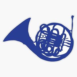 blue french horn Bumper Sticker Vinyl Decal 5 inches