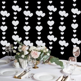 TPTGIAR 5 PCS Love Heart Garland Hanging Streamers, 4m Silver Wedding Decorations, Heart Garland Engagement Party Decorations for Anniversary Wedding Birthday Party Baby Shower