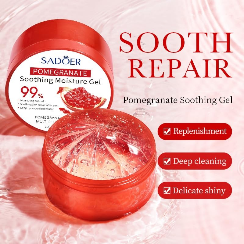 Pomegranate gel face cream soothes, moisturizes, reduces acne, and repairs