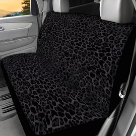 Dreaweet Black Leopard Print Car Rear Seat Covers,Waterproof Seat Covers for Cars SUV Trucks,2 Pcs Soft Split Bench Rear Seat Protector for Kids & Dogs,Fashion Car Interior Accessories