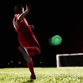Glowing Soccer Balls, Size 5 Night Reflective Soccer Ball, Glowing in The Dark Football Gifts, Indoor and Outdoor Soccer Training for Men (Green/Size 5)