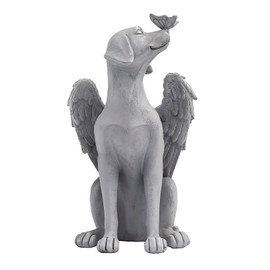 JIAHG Dog Angel Memorial Statue, Pet Memorial Grave, Sleeping Dog Statue, Dog Figure Garden Decoration Statue with Angel Wings, Memorial Stone Dog, Angel Figures Cemetery Decoration, Dog Angel