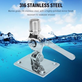 Marine VHF Antenna Mount – Adjustable Base Mounts Ratchet for Boat – Made with 316 Stainless Steel Mounts