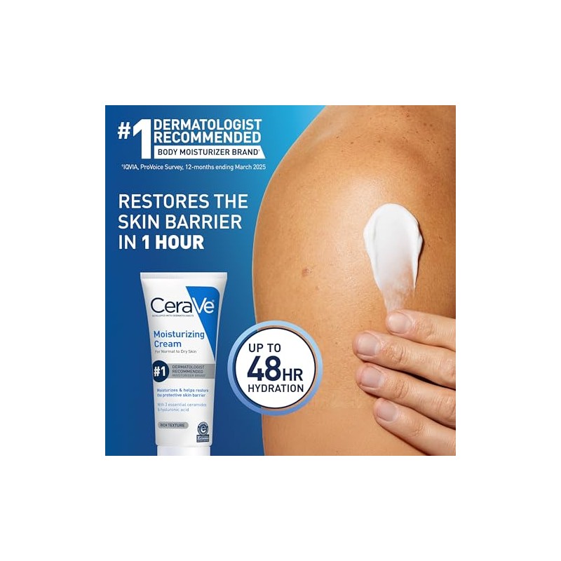 CeraVe Moisturizing Cream, Face Body Moisturizer, Normal to Dry Skin,