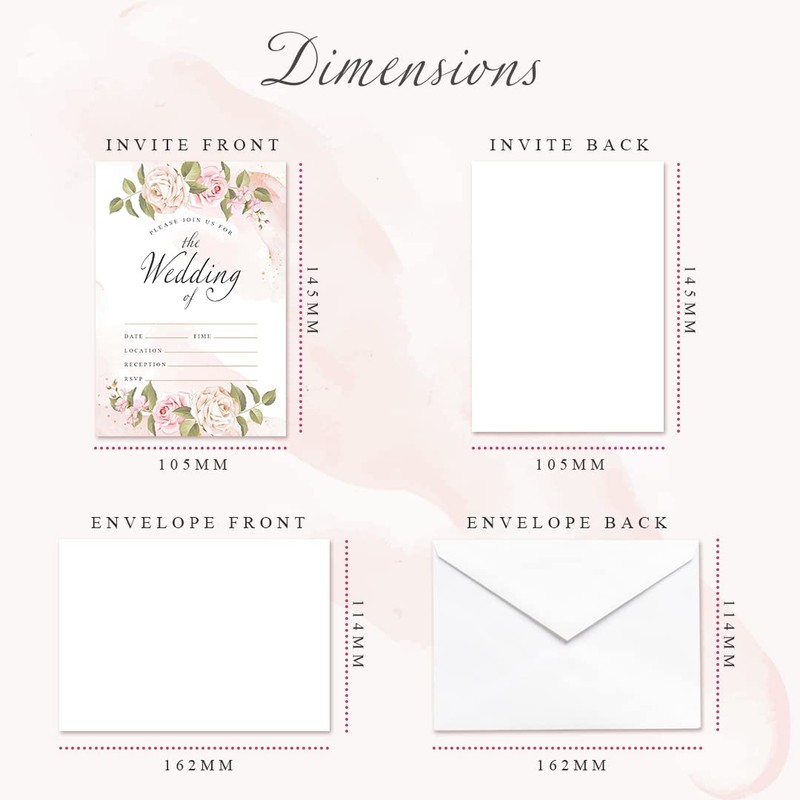 Kirsten McMillan Floral Wedding Invitations with Envelopes - A6 Designed