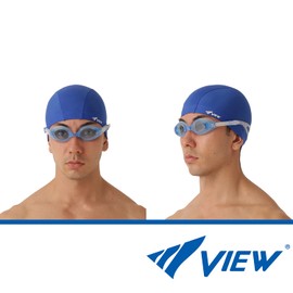 VIEW V154 BL Swim Cap, Swimming Cap, Two-Way Tricot Fabric, Loose Type, Blue