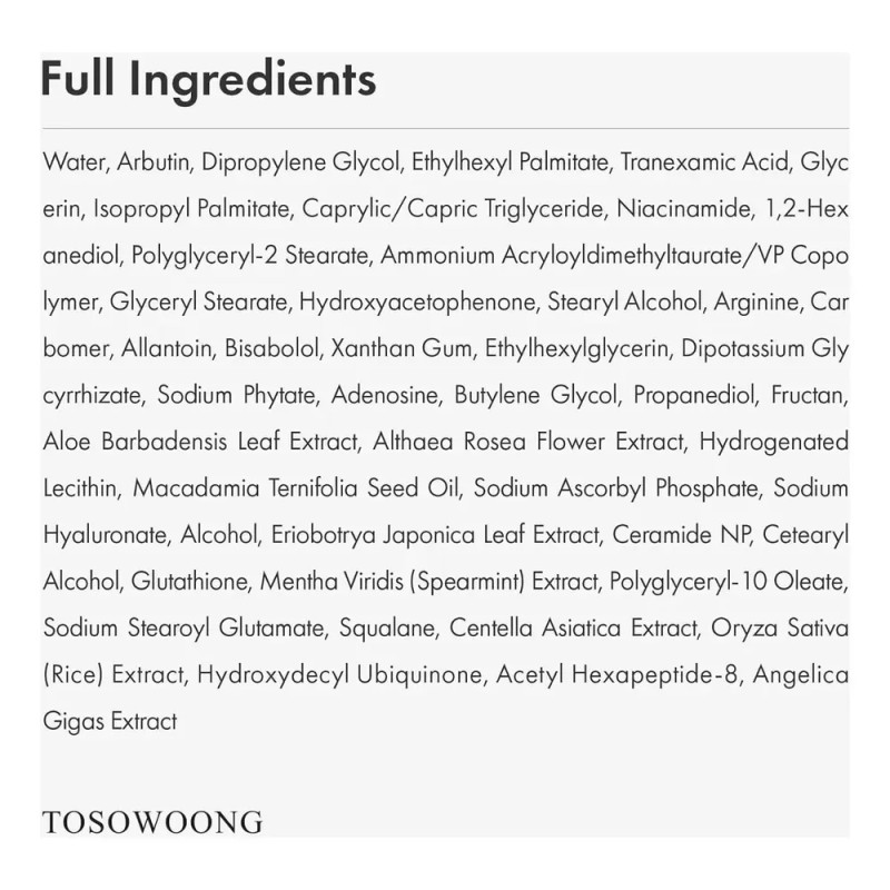 Arbutina Tosowoong 7% + Ácido Tranexámico 4% De Crema, Txa