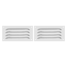 PATIKIL 8 x 4 Inch Stainless Steel Vent Cover, 2 Pack Screen Air Grille Ventilation Cover HVAC Louvered Grill for Home Kitchen Fireplace Bathroom Wall Ceiling, Silver Tone