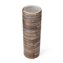 Elements 4.53x4.53x13.98 Inch Textured Ceramic Cylinder Vase, Black and White