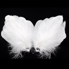 Feather Hair Clip Swan Feather Faux Crystal Ballet Style Hair Pins Accessories for Women Girls (white)
