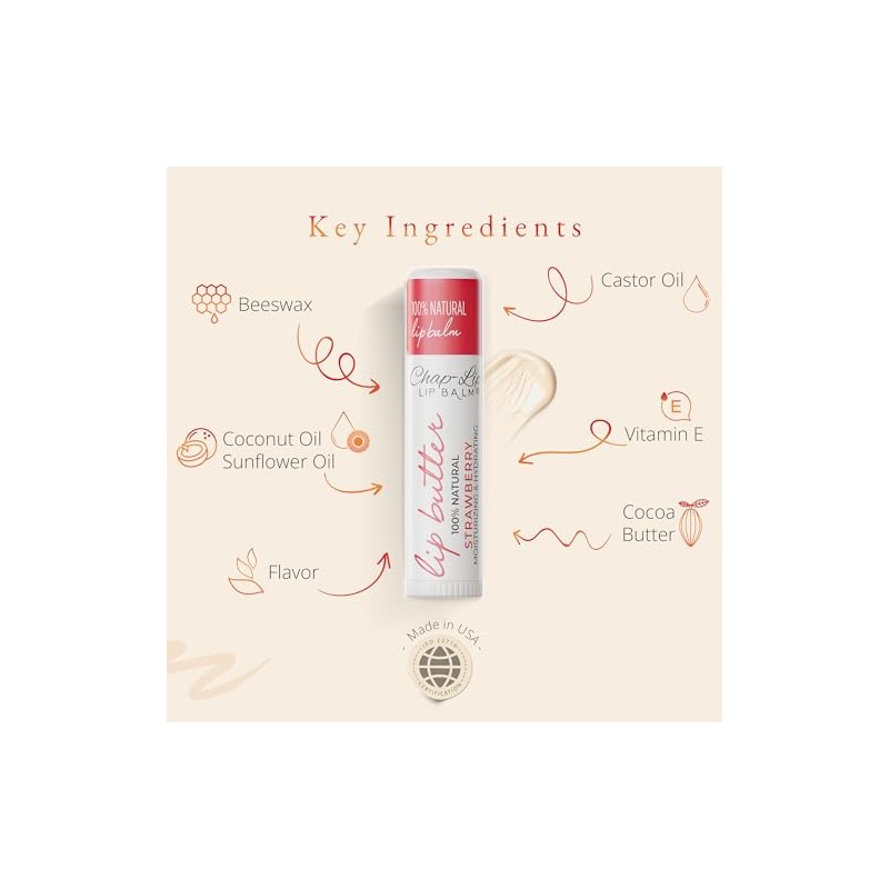Chap-Lip Bálsamo Labial Hidratante 100 Natural Con Sabor A Frutas,
