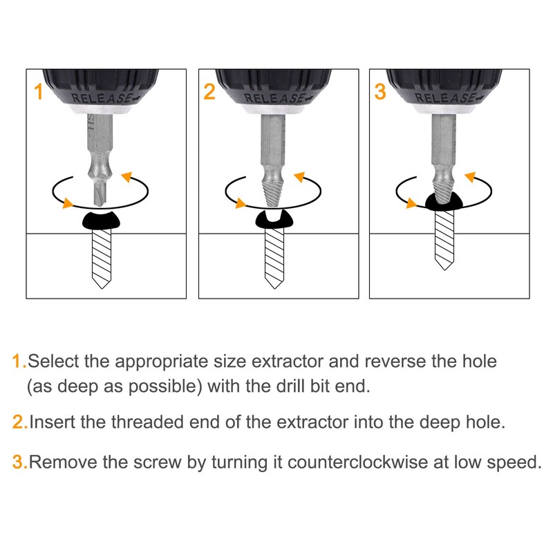 uxcell Damaged Screw Tap Extractor, 0# Chrome Plated High Speed