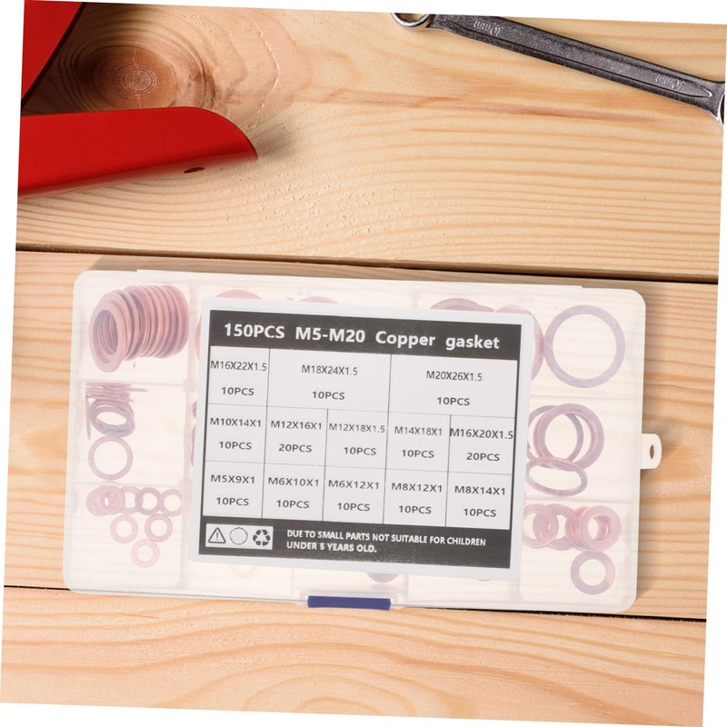 GLEAVI Copper Gasket Kit 150pcs Flat Crush Washers Oil Drain