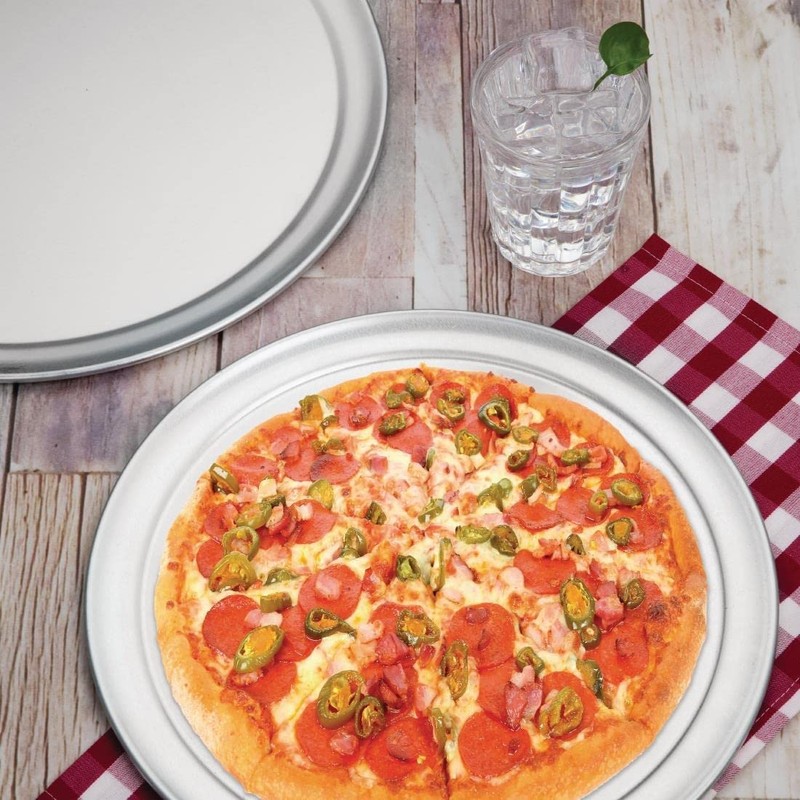Vogue Tempered Pizza Pan 8mmx355mm Aluminium Non Stick Baking Oven