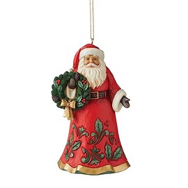 Enesco Jim Shore Heartwood Creek - Adorno Colgante de Corona de Papá Noel, 4.53 Pulgadas, Multicolor