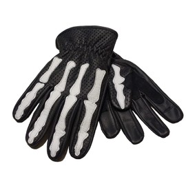 STARKS ■Bone Leather Mesh Gloves Bone (Skull) Design (Smartphone Touch Equipment) Punching Leather Gloves SG-006 (LL Size)