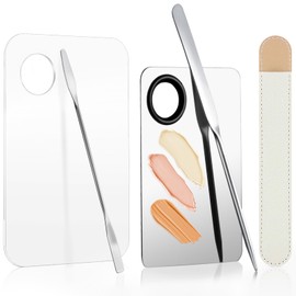 Voiluk Set De Maquillaje Profesional Coreano De 5 Piezas Con Espátula Para Base, Paleta De Maquillaje De Acero Inoxidable, Paleta Cosmética Acrílica, 