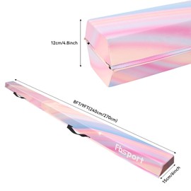 FBSPORT 8ft Balance Beam: Folding Floor Gymnastics Equipment PU Leather for Kids Adults,Non Slip Rubber Base, Gymnastics Beam for Training, Practice, Professional Home Training