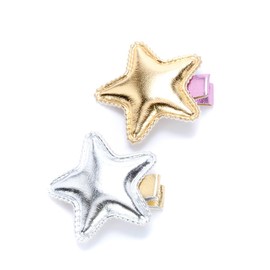 Little Girls 2-PC Shiny Stars Hair Clips Card - Gold/Silver