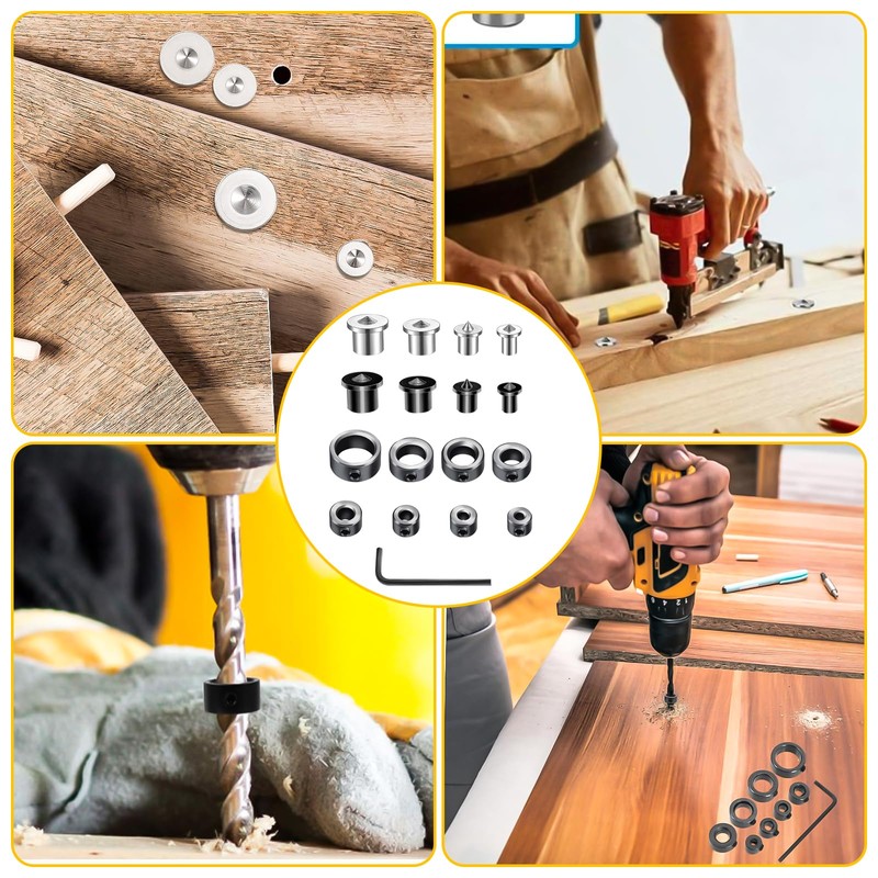 XTUDOU® Pack of 32 Wooden Dowels Centring Tips, Solid Dowel