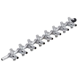 Pawfly - Válvula de control de flujo de aire para acuario (8 vías, cromo y cobre, distribuidor de tanques de peces), Inlet 3/16"