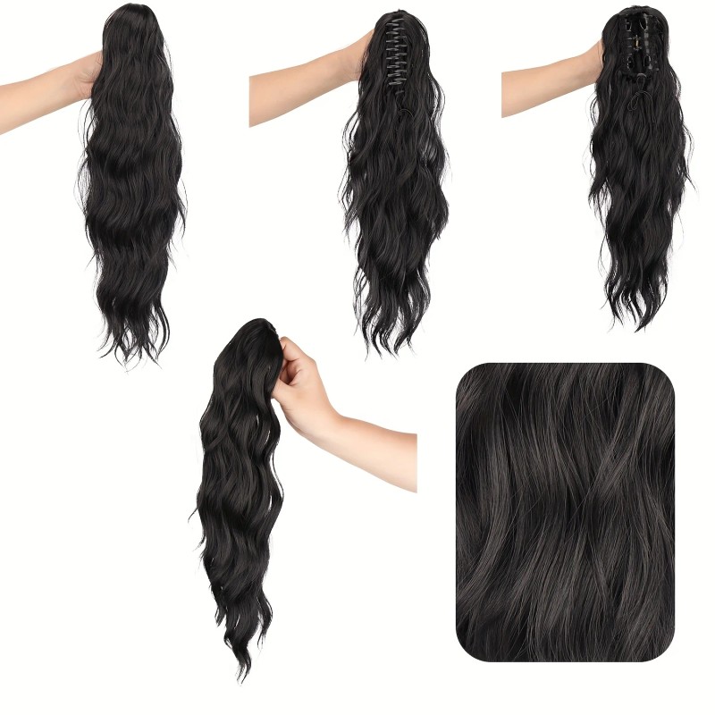 Heat-Resistant Synthetic Curly Water Wave Ponytail Wig for Women Voluminous