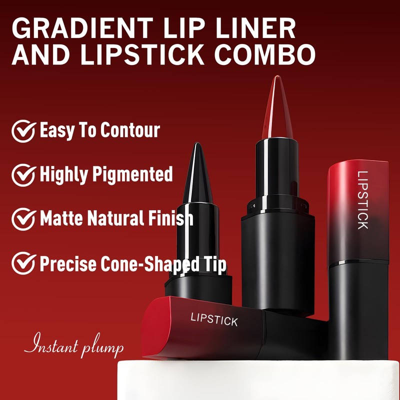 Wugbc Dark Brown Lip Liner Pencil 2 in 1 Matte