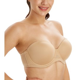 Lemorosy Multiway Contour Strapless Bra Women's Plus Size Full Coverage Underwire(Nude,36DD)