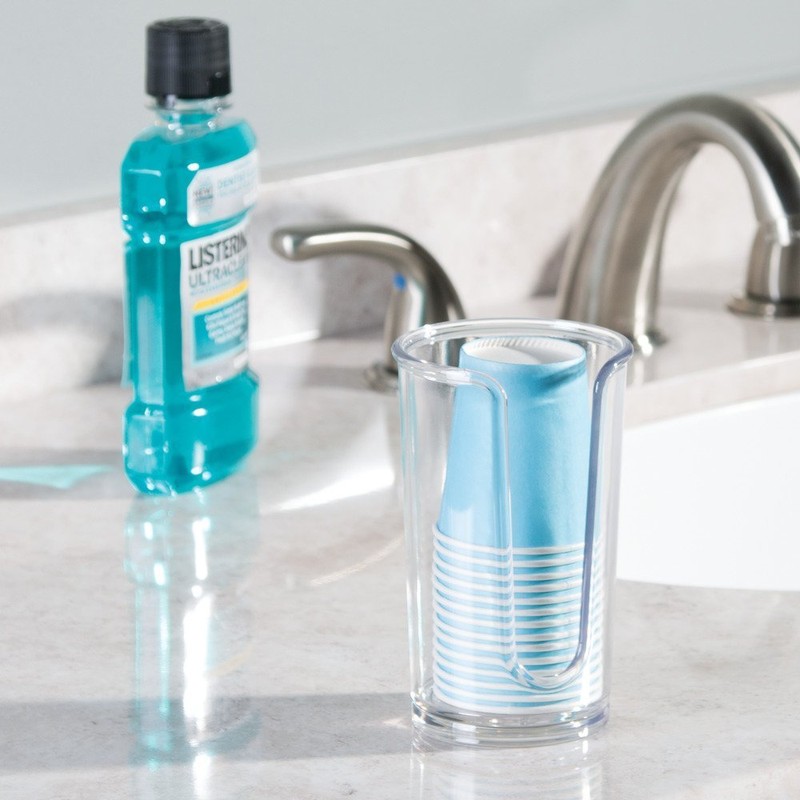 iDesign Paper & Plastic Disposable Cup Dispenser for Bathroom Countertops,