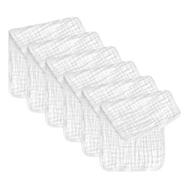 Cubble Large Cotton, 50 x 25 cm Muslin Cloths for Baby, Burp Cloths, Hand Washcloths, Baby Towel, Extra Soft and Absorbent, (Pack of 6) (White)